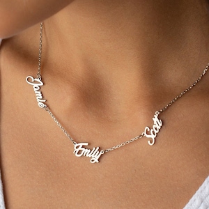 Personalized Name Necklace, Multiple Name Necklace, Family Name Necklace, Name Necklace Silver, Necklace for Mom, Christmas Gift for Her