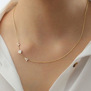 Sterling Silber seitlich erste Halskette, personalisierte Buchstabe Schmuck