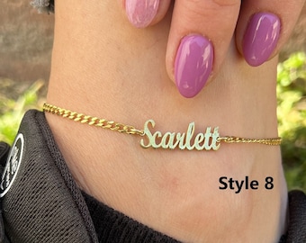 Gold Name Anklet, Ankle Bracelets for Women Boho, Personalized Silver Anklet, Minimalist Name Ankle Bracelet, Beach Anklet, Gift for Her