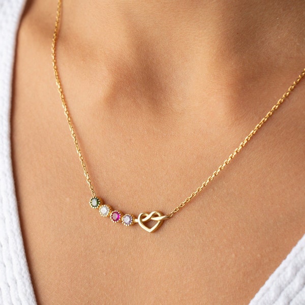 Geboortesteen hart ketting - geboortesteen ketting - gepersonaliseerde geschenken - verjaardagscadeaus voor haar - Moederdag cadeau - oma cadeau - moeder cadeau