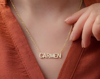 Block Name Necklace - Etsy
