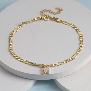 Figaro Anklet, Letter Anklet Silver, Initial Anklet, Name Anklet, Gift for Her, Graduation Gift, Silver Aklet, Custom Name Ankle Bracelet