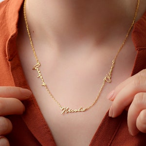 Family Names Necklace, Tiny Name Necklace with Kids Names, Triple Name Necklace, Multiple Name Necklace, Gift for Mom