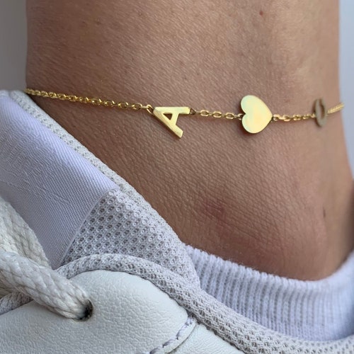 Personalized Initial Anklet Letter Anklet Two Initials With Etsy