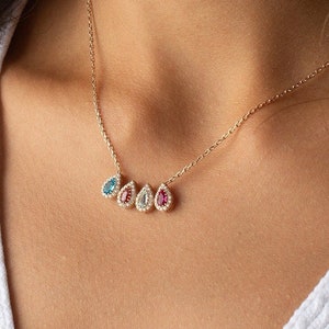 Birthstone Necklace, Personalized Family Birthstone Necklace for Mom, Mother Birthstone Necklace, Birthstone Jewelry, Mom Christmas Gift