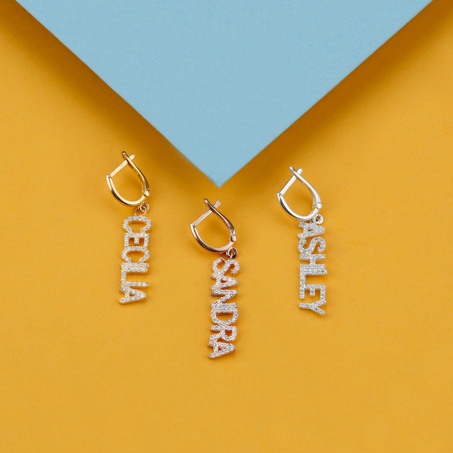 Dangle Name Earrings Personalized Earrings Custom Name Etsy