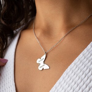 Personalized Butterfly Necklace, Engraved Butterfly Name Necklace, Silver Butterfly Necklace, Butterfly Necklace for Women, Gifts for Her