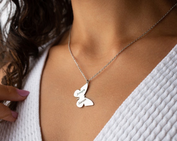 Engraved butterfly necklace deals