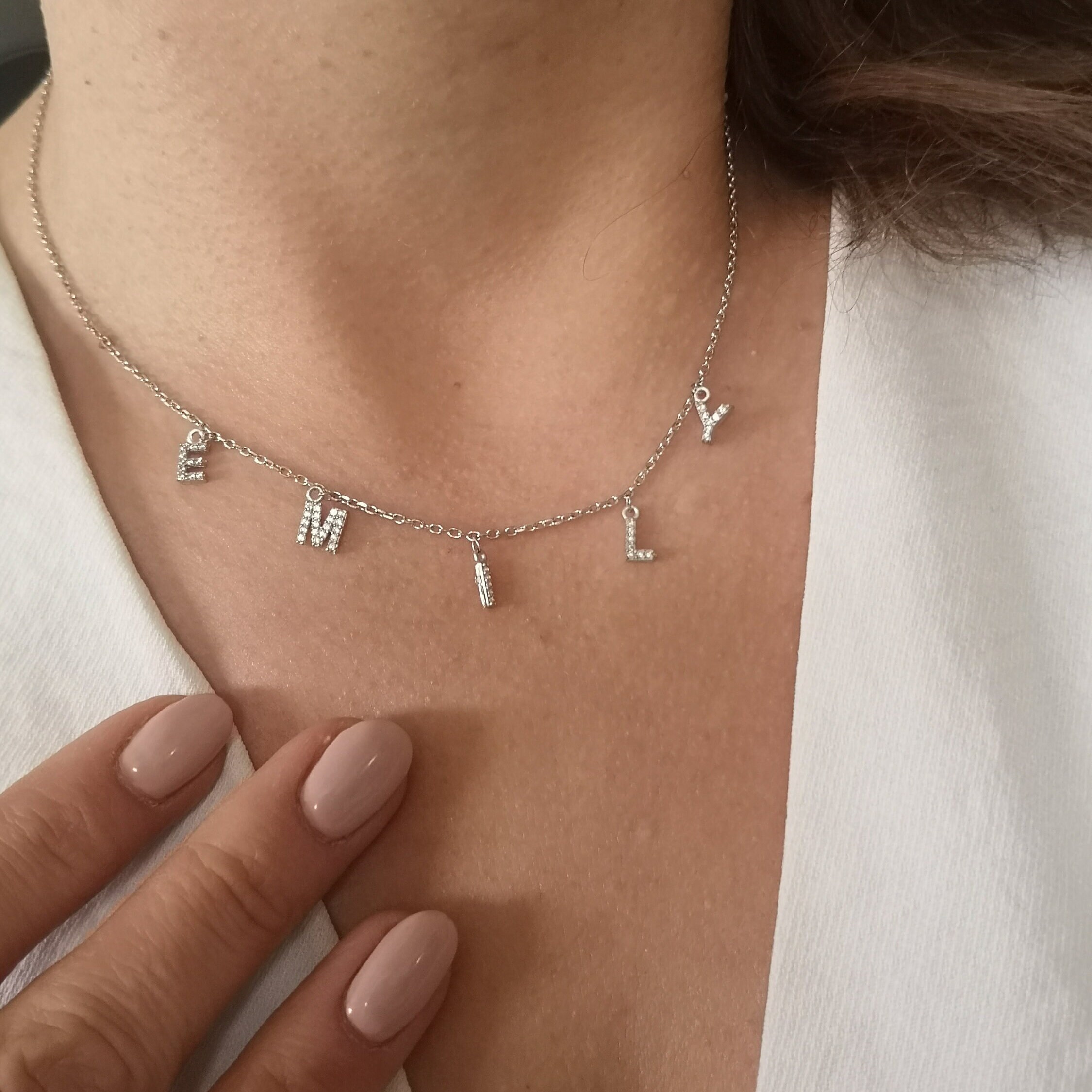 Name choker shop necklace silver