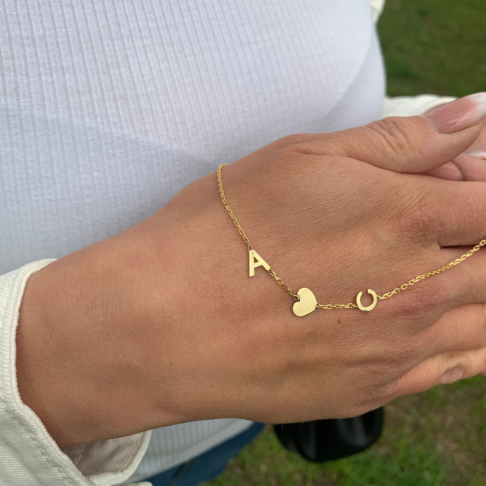 Custom Letter Anklet Initial Anklet Two Initials With Heart Etsy