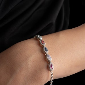 Drop Design Birthstone Bracelet, Birthstone Gift, Mother&#39;s Day Gift, Friendship Birthstone Bracelet Gift, Christmas Gift for Mothers