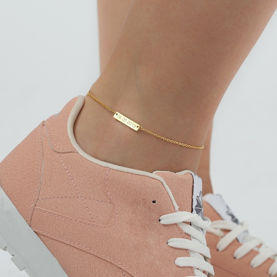 Personalized Anklets for Women Dainty Silver Anklet Engraved Ankle Bracelet Anklet for Her Gifts for Her Graduation Gifts Etsy