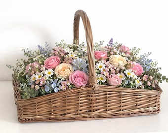 Willow Garden Trug Basket, Antique Wash Finish, Large