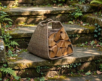 Antique Wash Willow Log Basket Cradle
