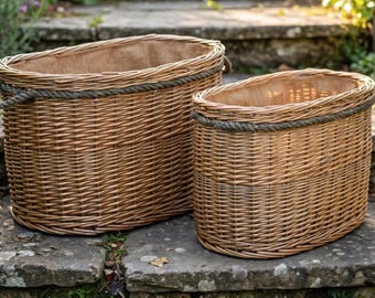 Oval Rope Handled Log Baskets