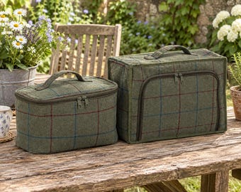 Luxury Green Tweed Picnic Cooler Bags