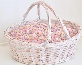 White Willow Swing Handle Basket: Wedding Confetti, Flower, Plant