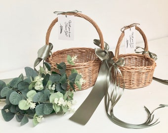 Flower Girl Basket, Buff Willow Basket, Childs Basket, Flower girl dress, Willow Basket, Wedding Basket, Confetti Basket