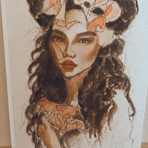 Woman Unbound Fine Art Giclee Print, aquarel portret, Aziatische vrouw, kunst aan de muur, heksenvrouw