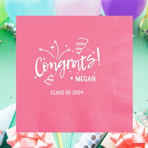 Congrats Napkins, Custom Graduation Paper Napkins, Personalized Graduate Party Favors, Congrats and Grad Party, Class of 2024, College Grad