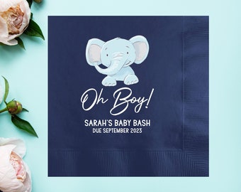 Personalized Oh Boy! Napkins, Gender Party Favors, Custom Baby Shower Brunch, Cocktail Full Colored Napkins, Welcoming Baby, Coming Baby