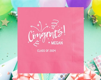 Congrats Napkins, Custom Graduation Paper Napkins, Personalized Graduate Party Favors, Congrats and Grad Party, Class of 2024, College Grad