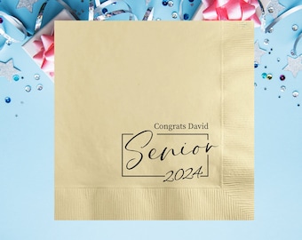 Senior Class of 2024 Personalized Napkins, Custom Graduation Cocktail Paper Printable Napkins, Graduation Party, Congrats Grad, Senior 2024