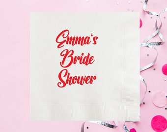 Custom Name Bride Shower Personalized Napkins, Bridal Shower Decor, Bachelorette Party Decorations, Brunch Bridal Shower, Miss. to Mrs.