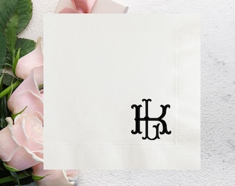 Modern Custom Initial Napkins, Personalized Monogrammed Wedding Paper Napkin, Vow Renewal, Anniversary, Rehearsal Dinner, Engagement Party