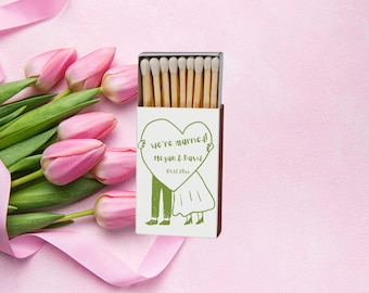 Personalized We're Married Matchbox Favors for Weddings and Party Guests