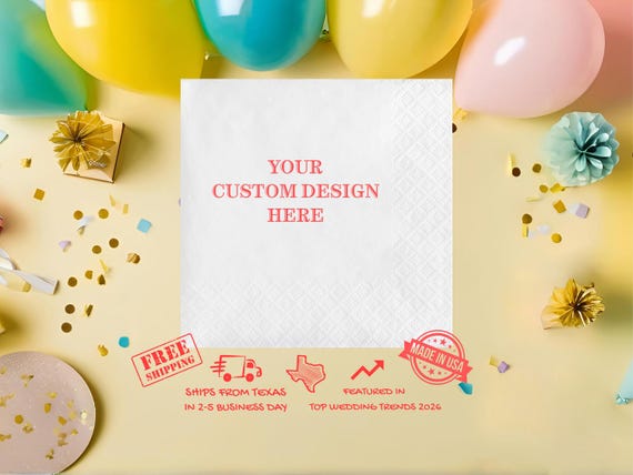 Personalized Full Color Logo Cocktail Napkins for Weddings & Corporate Events