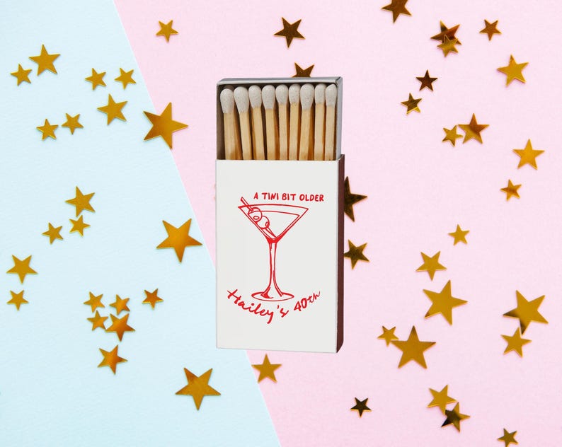 A Tini Bit Older Personalized Birthday Matchboxes with Martini Design 画像 6