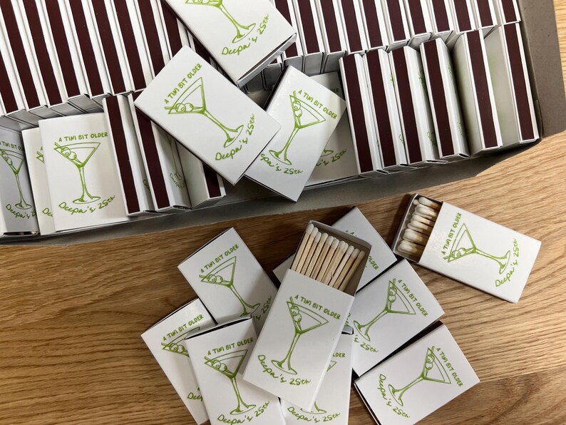 A Tini Bit Older Personalized Birthday Matchboxes with Martini Design 画像 10