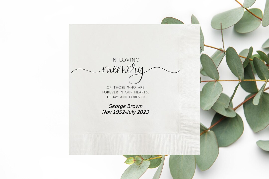 In Loving Memory Mourning Napkins, Personalized Memorial Name Napkins