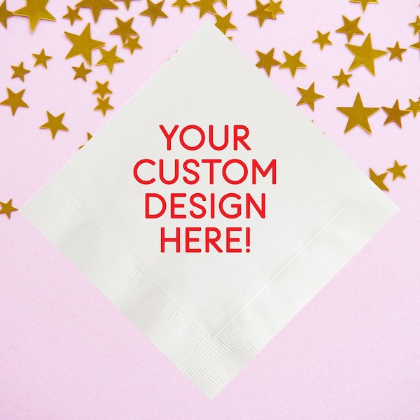 Personalized Logo Artwork Design, Custom Monogrammed Full Color Printed Cocktail Napkins, Wedding Company Corporate Business Event Party