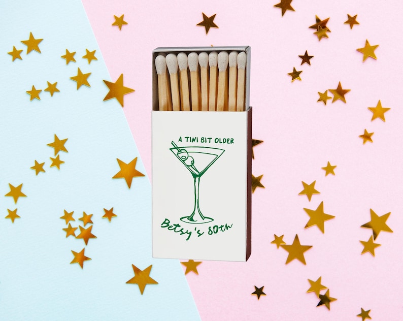 A Tini Bit Older Personalized Birthday Matchboxes with Martini Design 画像 1