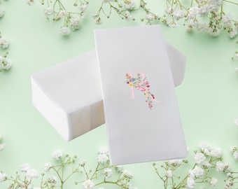 Floral Monogram Personalized Linen-Like Disposable Hand Towels for Bathroom Guests
