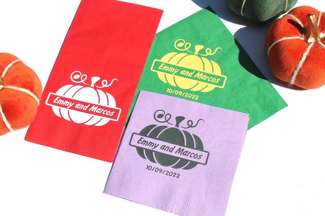 Personalized Fall Napkins Custom Pumpkin Autumn Wedding Etsy