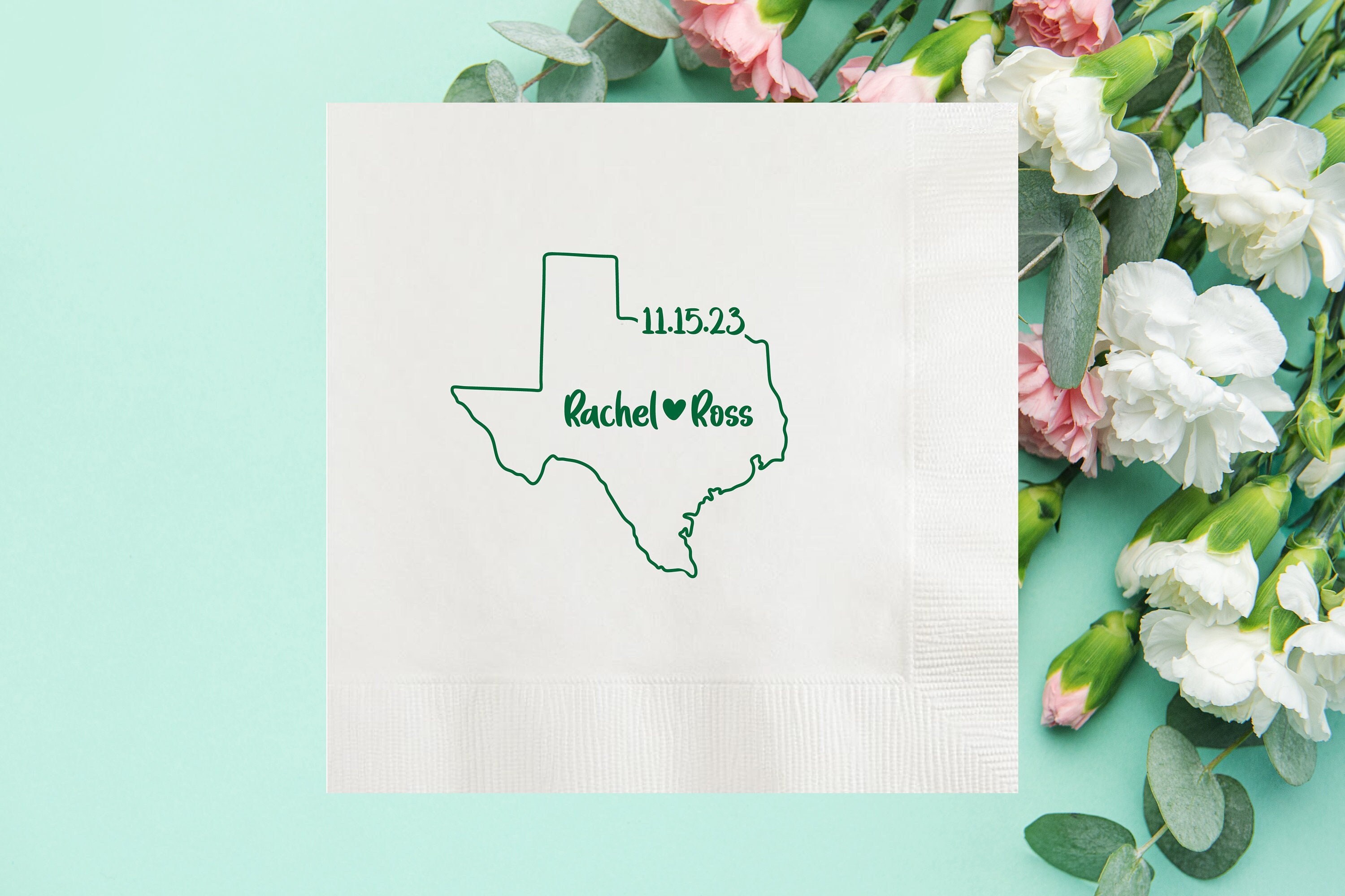 State Map Custom Wedding Napkins, Personalized US States Napkins, Vow Renewal, Anniversary, Rehearsal Dinner, Engagement Decors