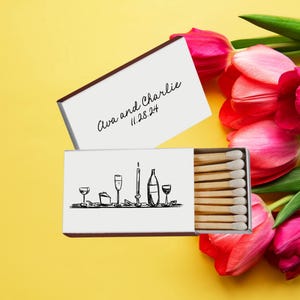 Hand Drawn Dinner Table Personalized Wedding Matchboxes