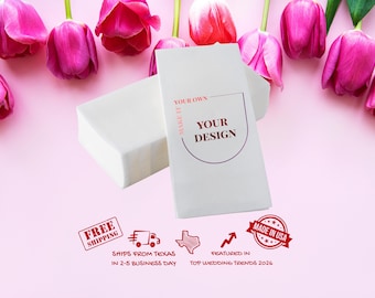 Custom Disposable Full Color Bathroom Linen-Like Guest Hand  Towels  for Events, Spa, Weddings