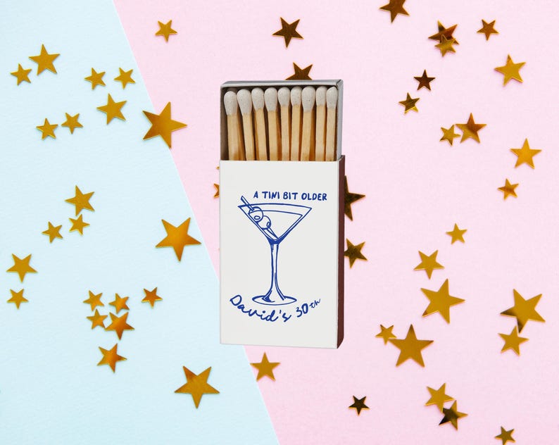 A Tini Bit Older Personalized Birthday Matchboxes with Martini Design 画像 7