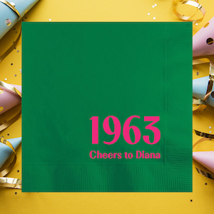 Cheers to 1963, 60th Happy Birthday Party Personalized Napkins, Custom Vintage 50th Birthday Party Decorations, Vintage 1973, Hello Fifty