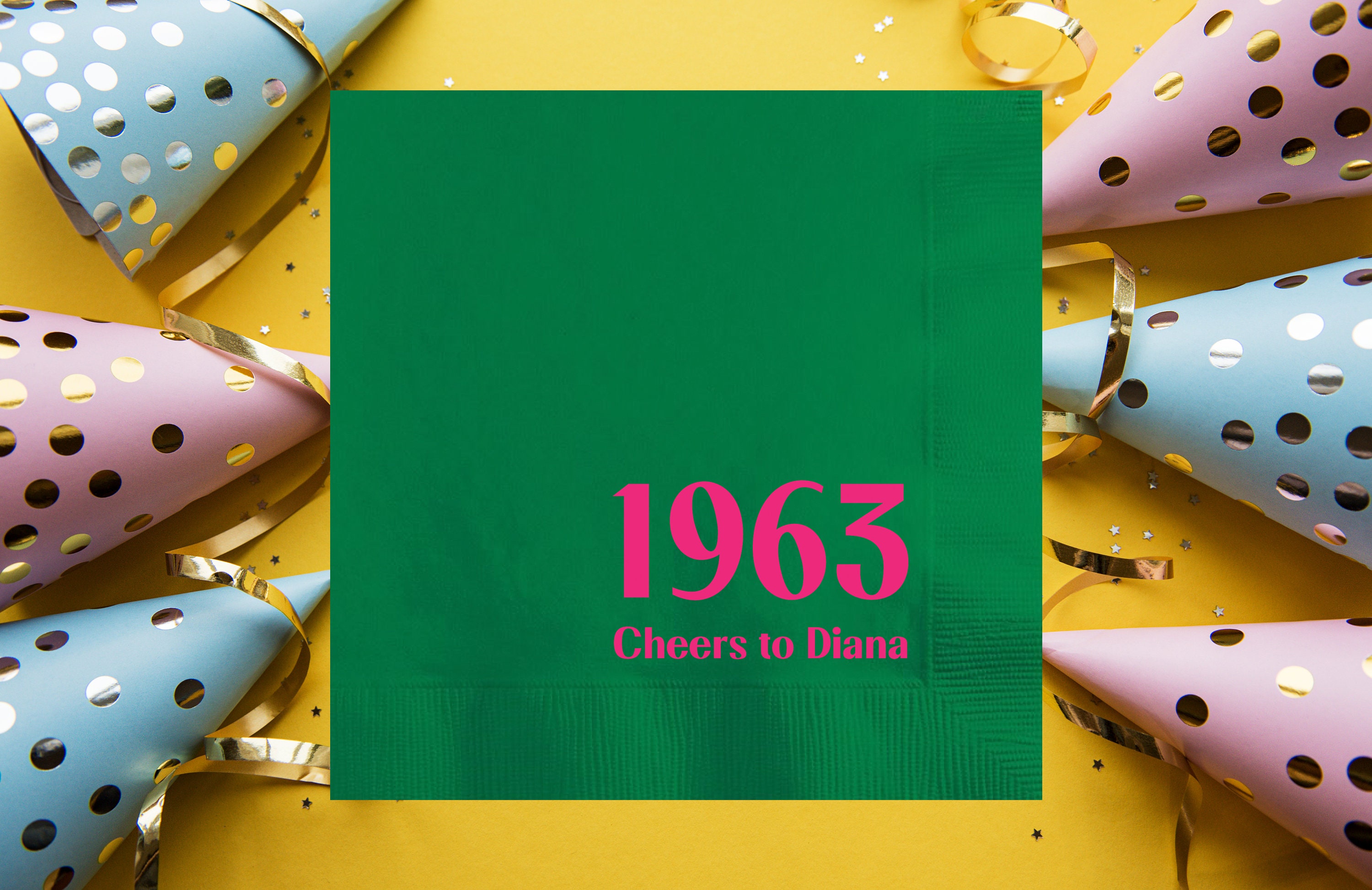 Cheers to 1963, 60th Happy Birthday Party Personalized Napkins, Custom Vintage 50th Birthday Party Decorations, Vintage 1973, Hello Fifty