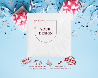 Custom Full Color Cocktail & Dinner Napkins for Parties and Events, USA Made