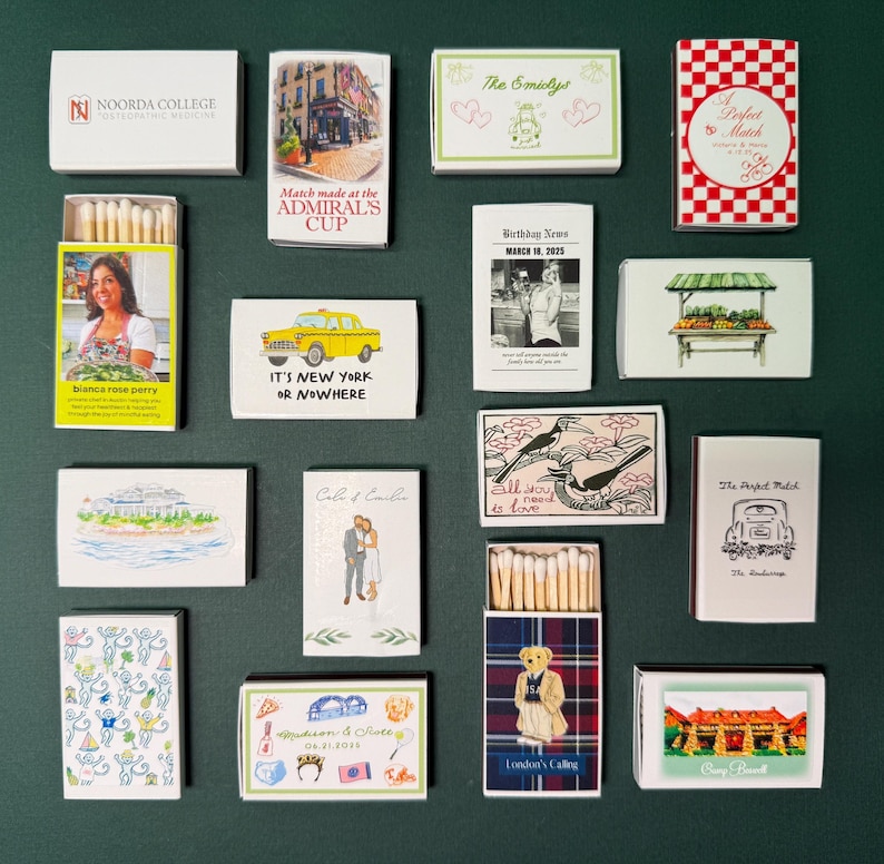 a collection of business cards and magnets on a wall
