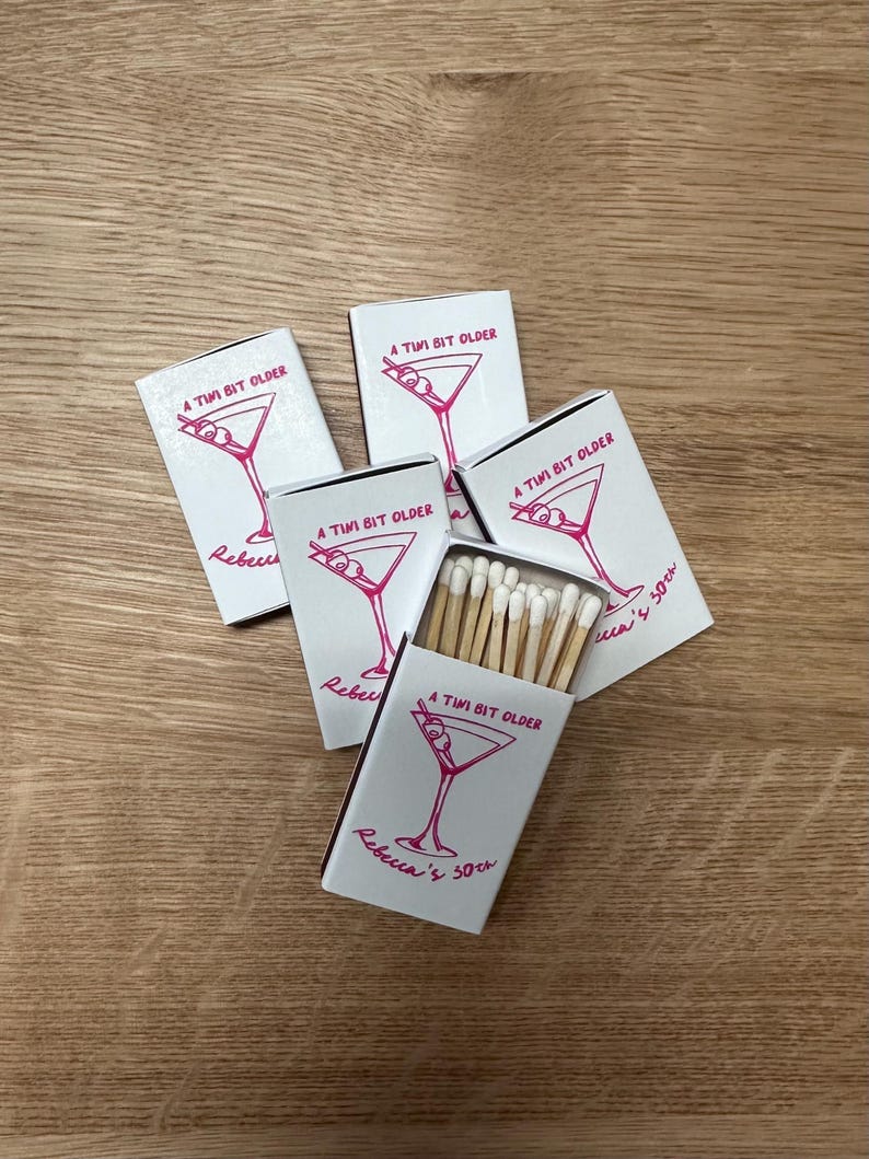A Tini Bit Older Personalized Birthday Matchboxes with Martini Design 画像 11