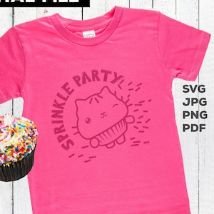 Sprinkle Party SVG Gabbys dollhouse svg, png, jpg, pdf. SPRINKLE PARTY birthday shirt. Cakey Cat svg Shirt