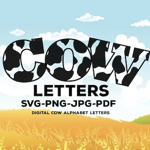 Cow Print Alphabet & Numbers: Athletic Font SVG, Cricut, Silhouette (Digital Download)