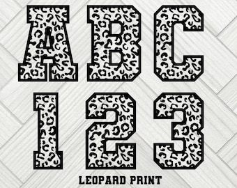 Leopard Print athletic alphabet and numbers for Silhouette, (UPDATED) Cricut,  and Laser Machines. SVG Transparent - Monogram  Print Numbers